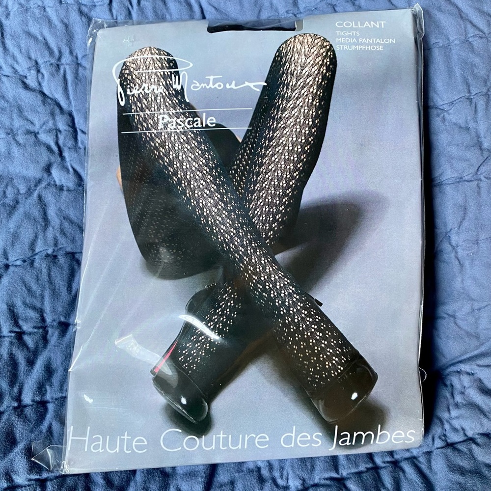 Neiman Marcus Textured Pattern Tights in Black size Large